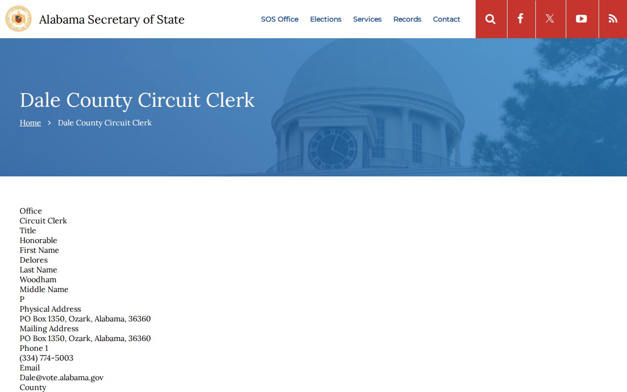 Dale County court docket Circuit Clerk official state listing