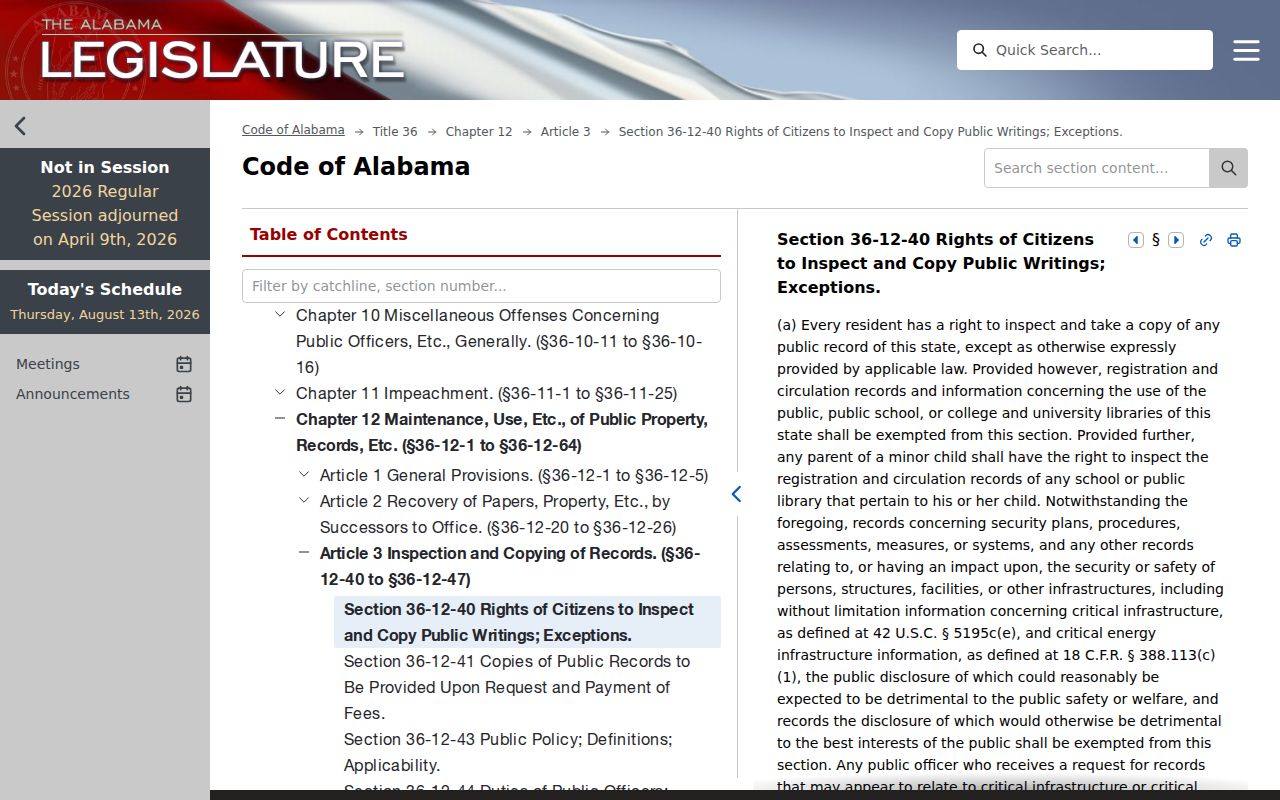 Dale County court records public inspection statute