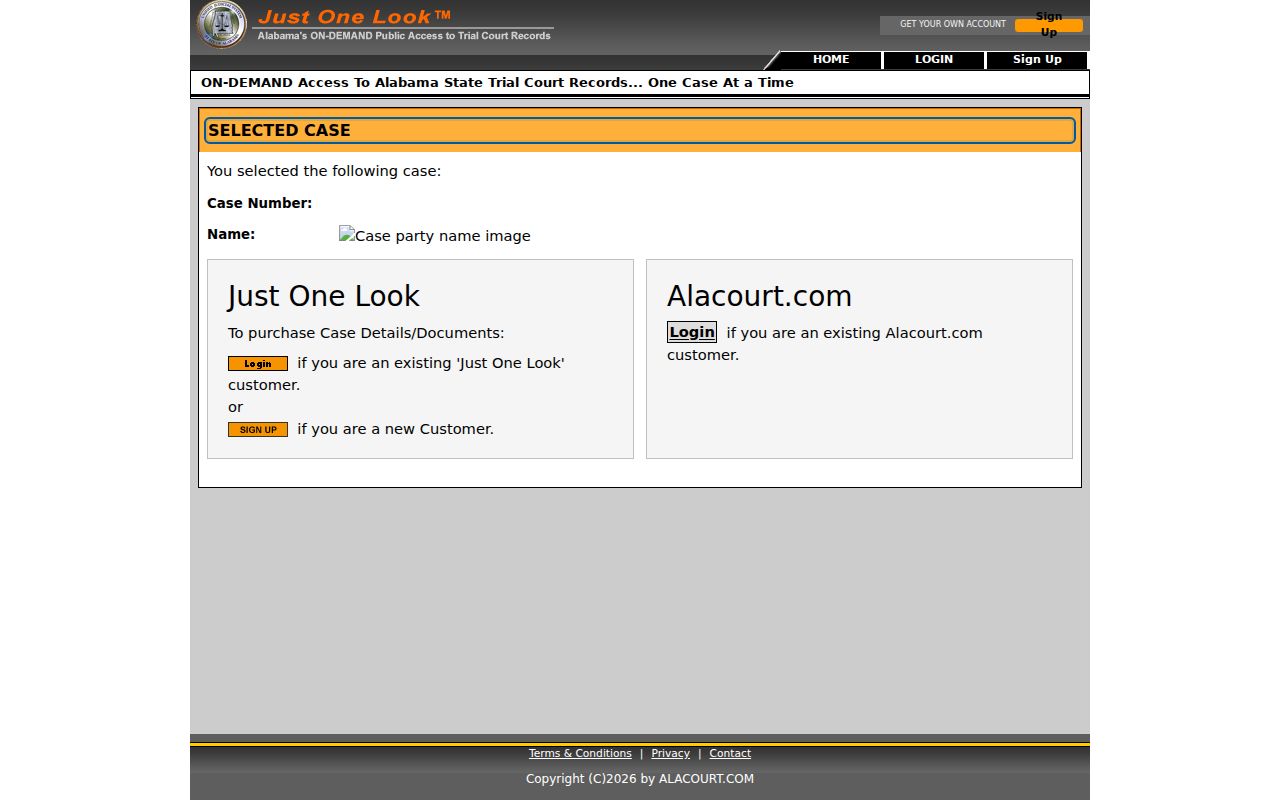 Dale County case lookup selected case purchase handoff